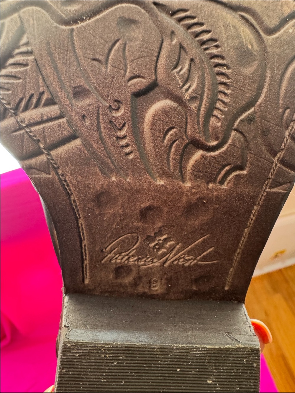 Patricia Nash Teal Embossed Leather Mule - Picture 4 of 4